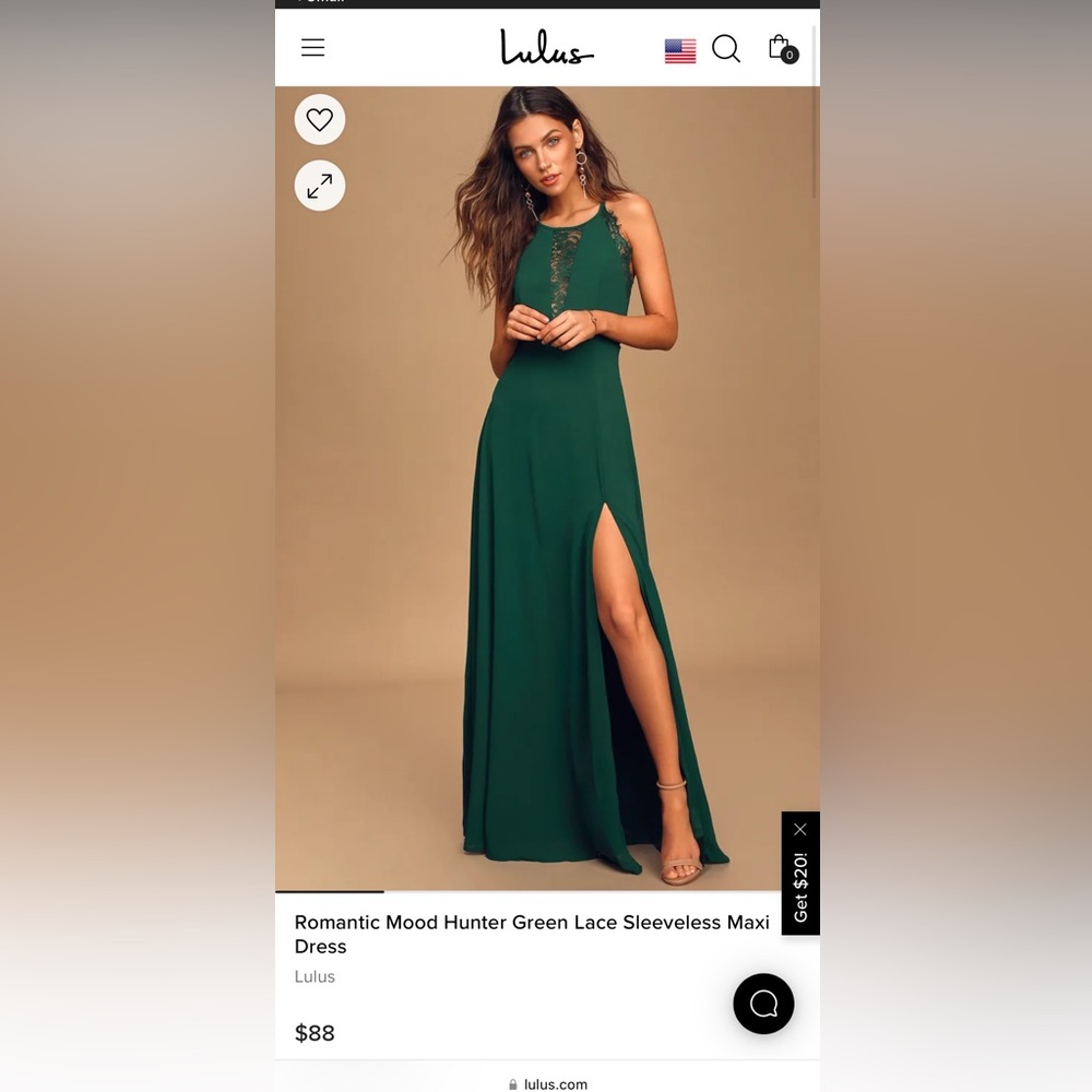 Lulus hunter green lace sleeveless dress
